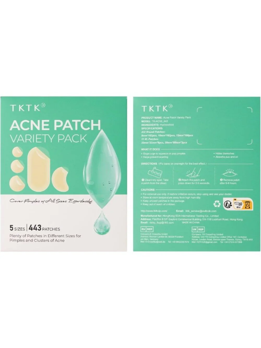 Hydrocolloid Acne Pimple Patches - 443 Count Face Cover for Clear Skin